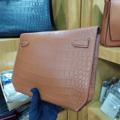 wholesale quality hermes kelly depeches 25 crocodile brown